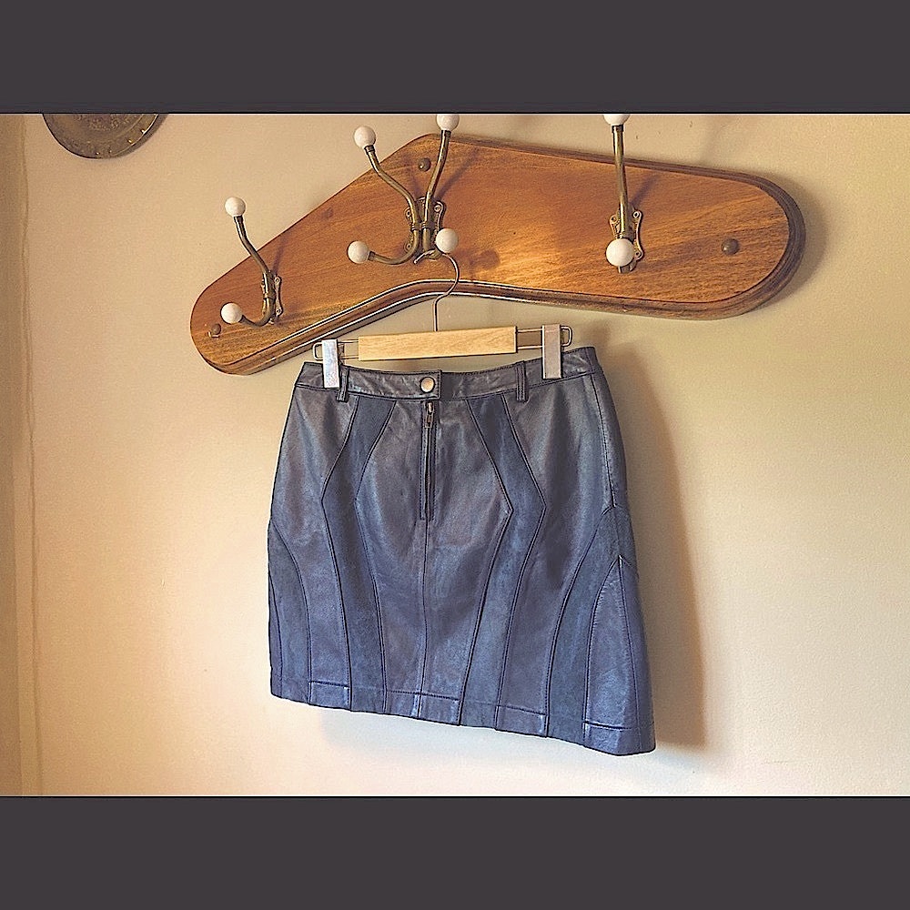 ASOS - Suede Navy Leather - Size 6 Mini Skirt